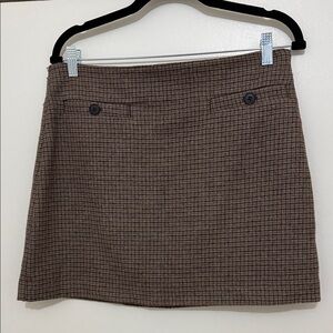 Classic Brown Wool Checkered Skirt